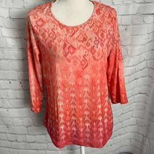 Christopher & Banks - 3/4 Sleeved Top - Orange - Petite L